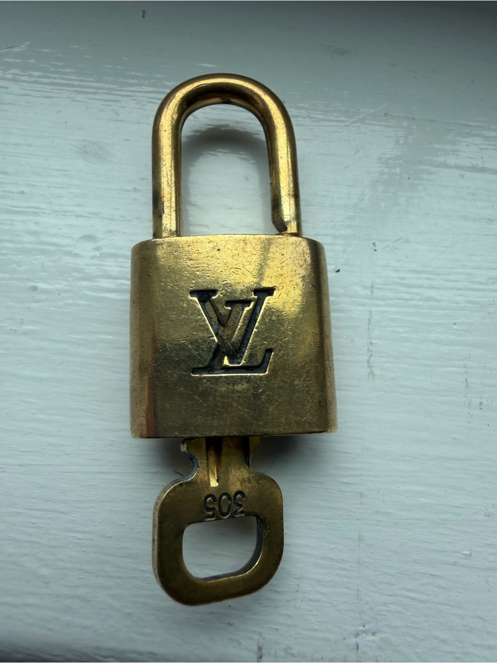 Louis Vuitton Brass-Tone LV Padlock & Key Set